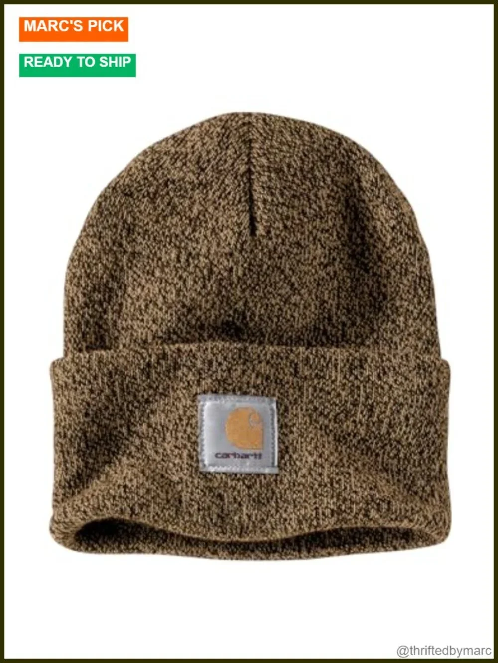 Acrylic Rib Knit Beanie with Fold-Up Cuff - Warm Winter Hat for Men